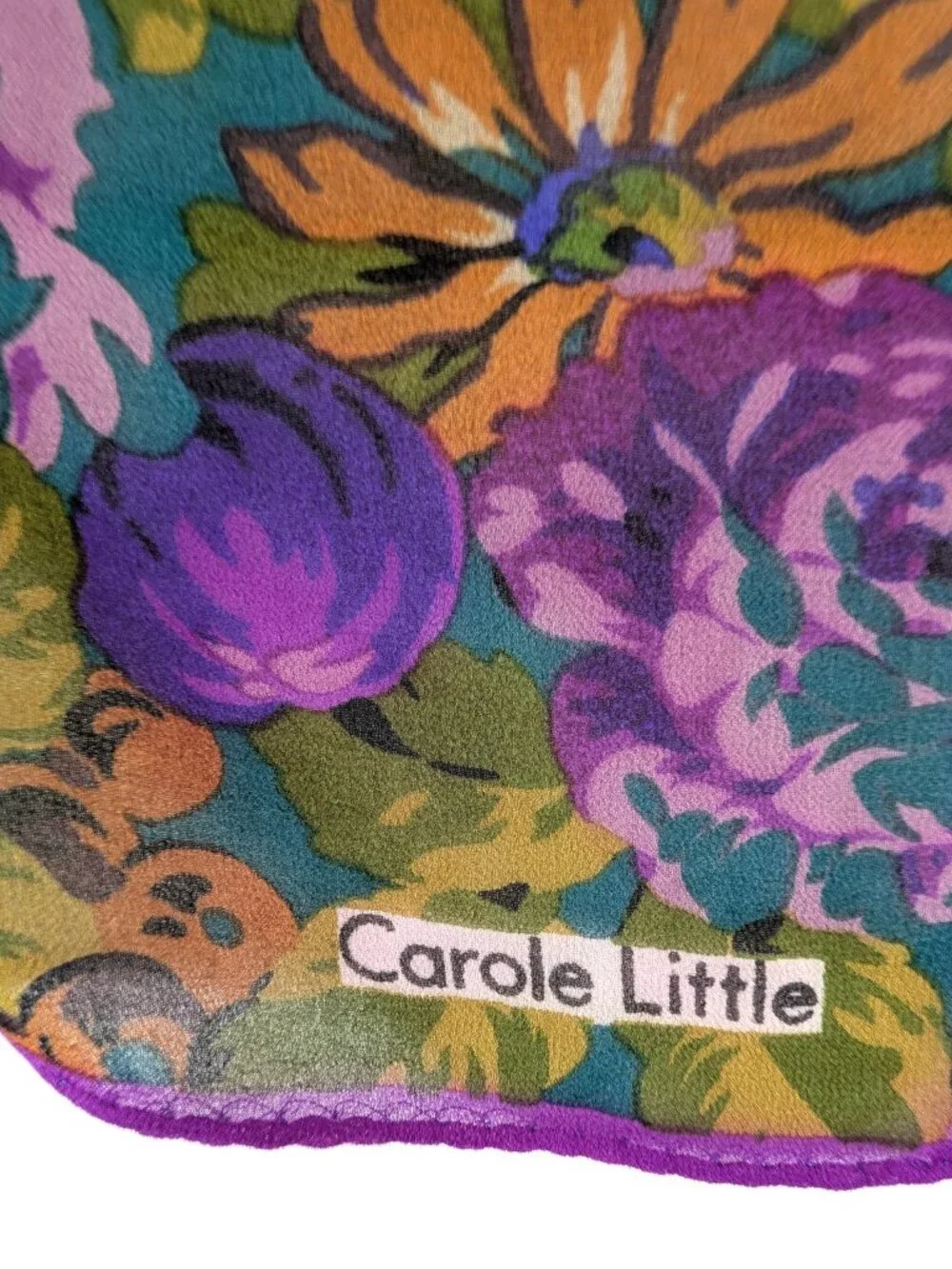 Carole Little 100% Silk Scarf Oblong Floral Chiffon Lightweight 66